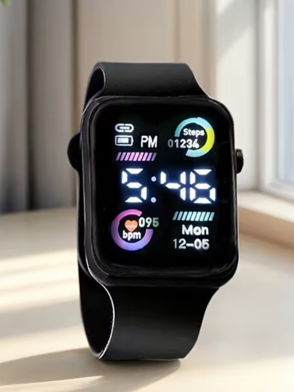 NWOT Black Fitness Smartwatch with Color Display and Heart Rate Monitor